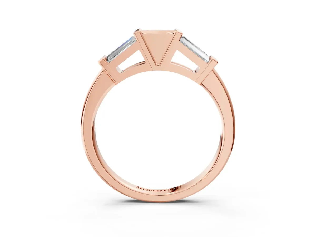Channel Set Baguette Diamond Flat Band with Bar Prong Setting Rose gold