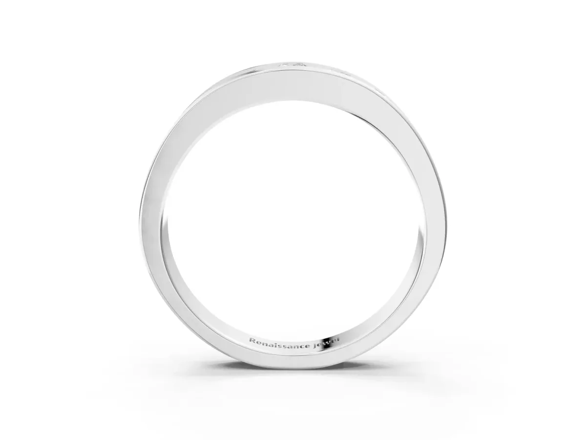 Channel Set Round Diamond Comfort Fit Band Silver