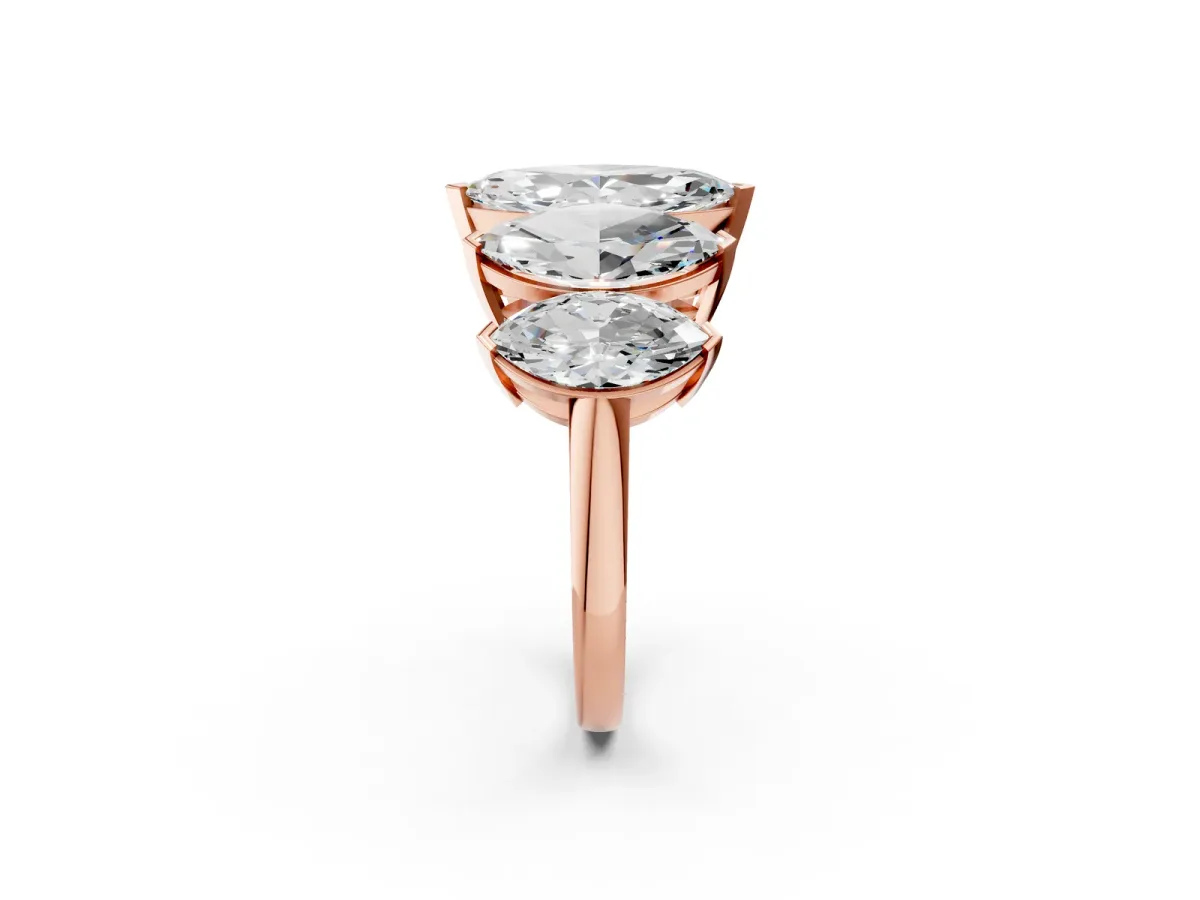 Five-Stone Marquise Diamond Prong Set White Gold Band Rose gold