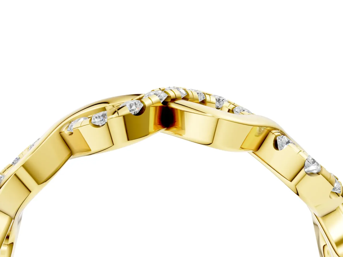 Twist Infinity Round Diamond Band with Pavé Setting Yellow gold