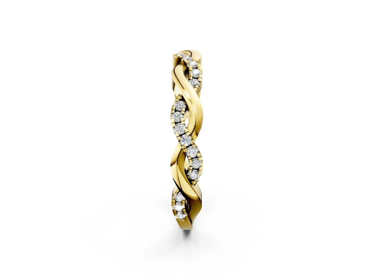 Round Diamond Twist Eternity Band with Pavé Setting Yellow gold