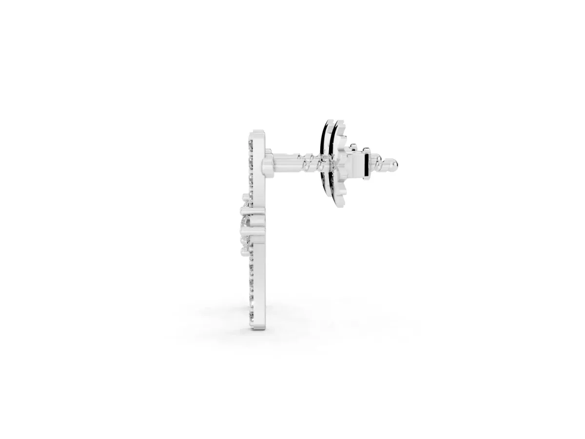 Round Diamond Two Stone Bypass Stud Earrings Platinum
