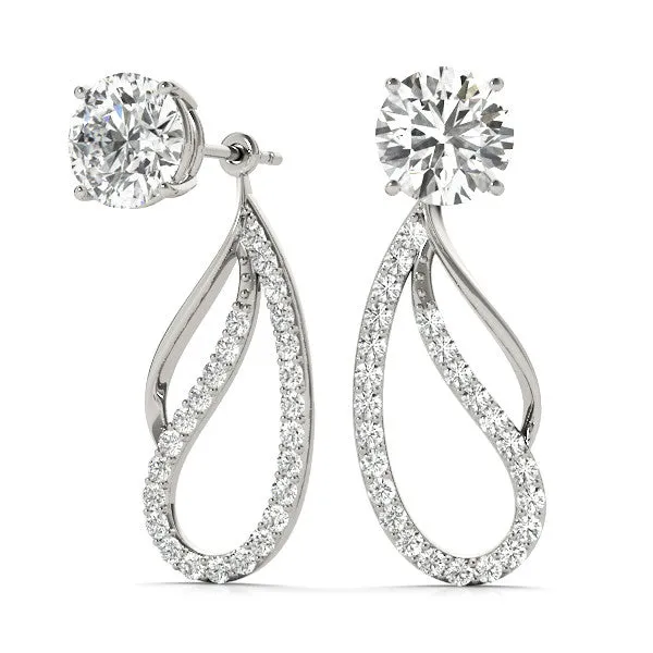 Round Cut Prong Set Diamond Infinity Drop Earrings Silver