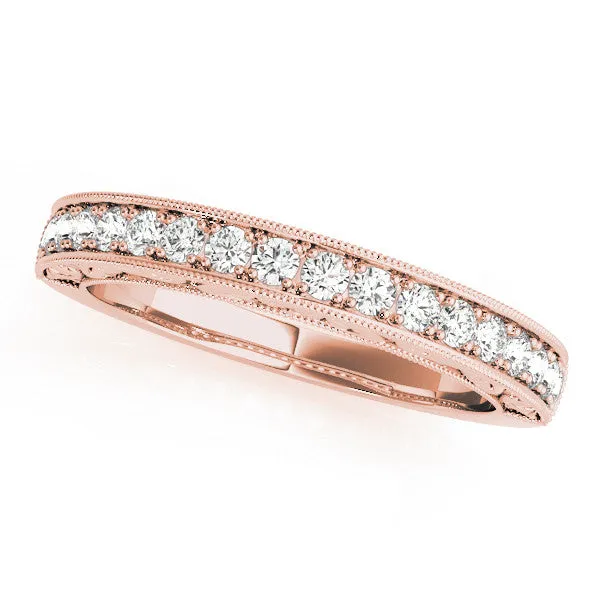 Channel Set Round Diamond Eternity Band with Milgrain Edging Rose gold