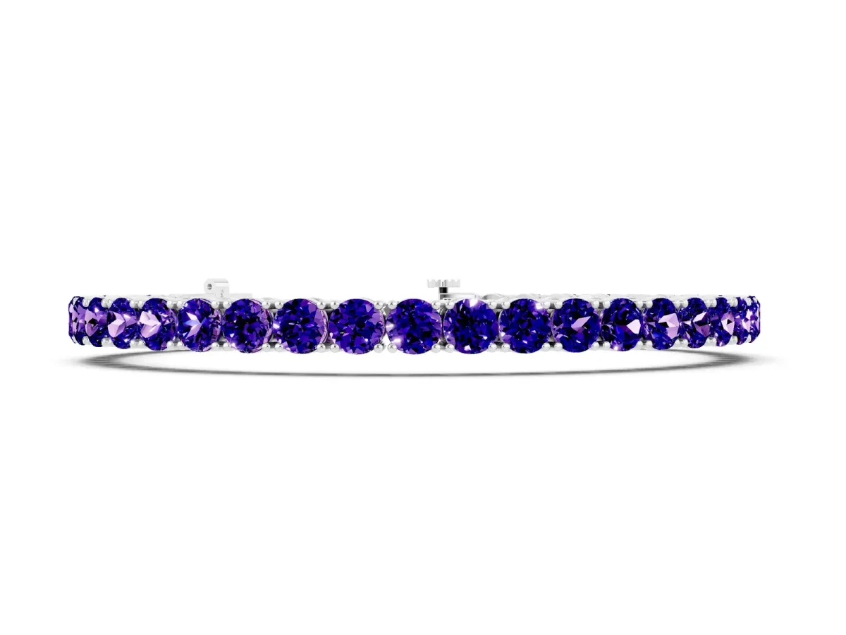 Round Brilliant Tanzanite Tennis Bracelet with Prong Setting Silver