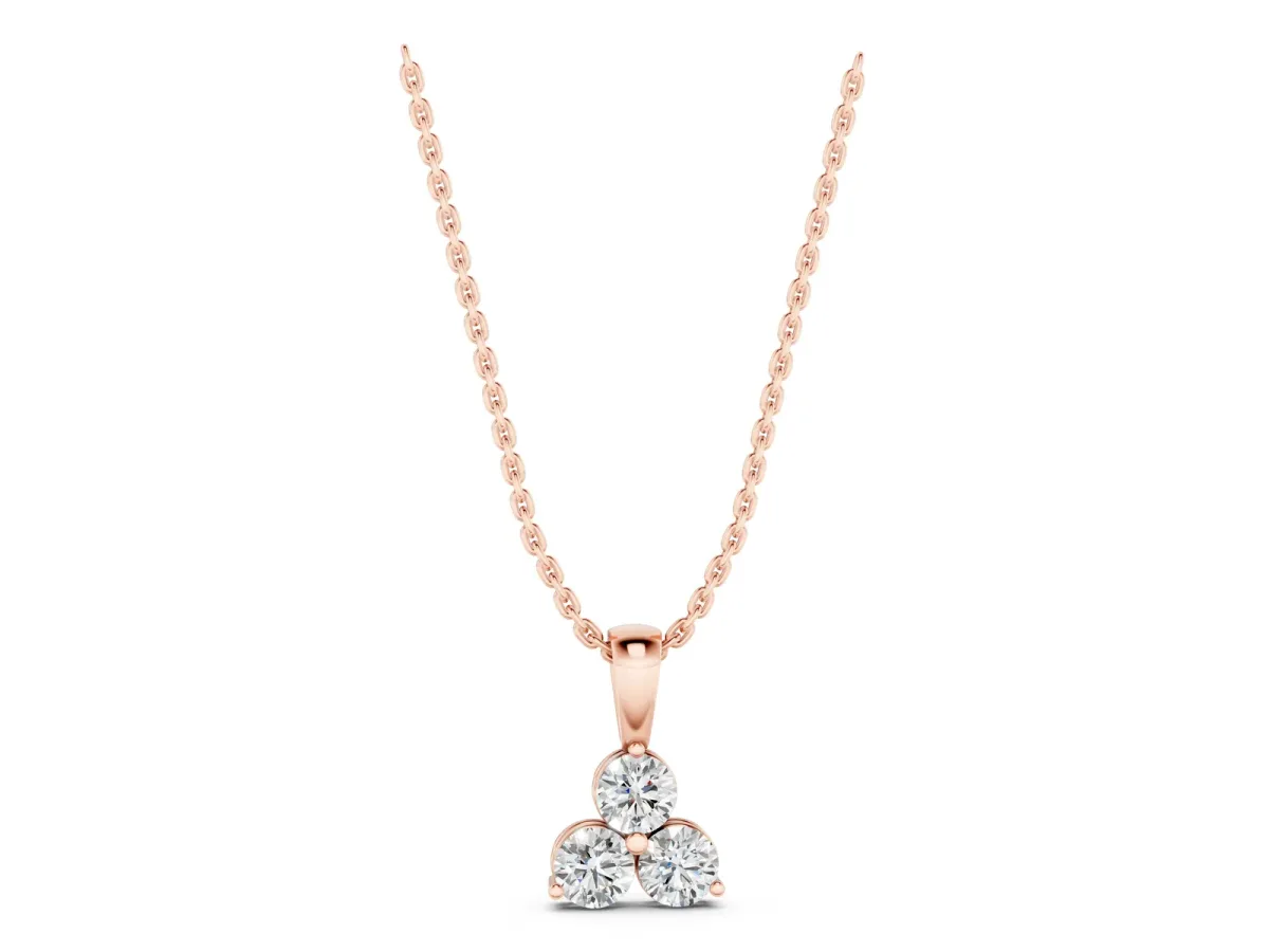 Triangular Cluster Round Diamond Prong Pendant Rose gold