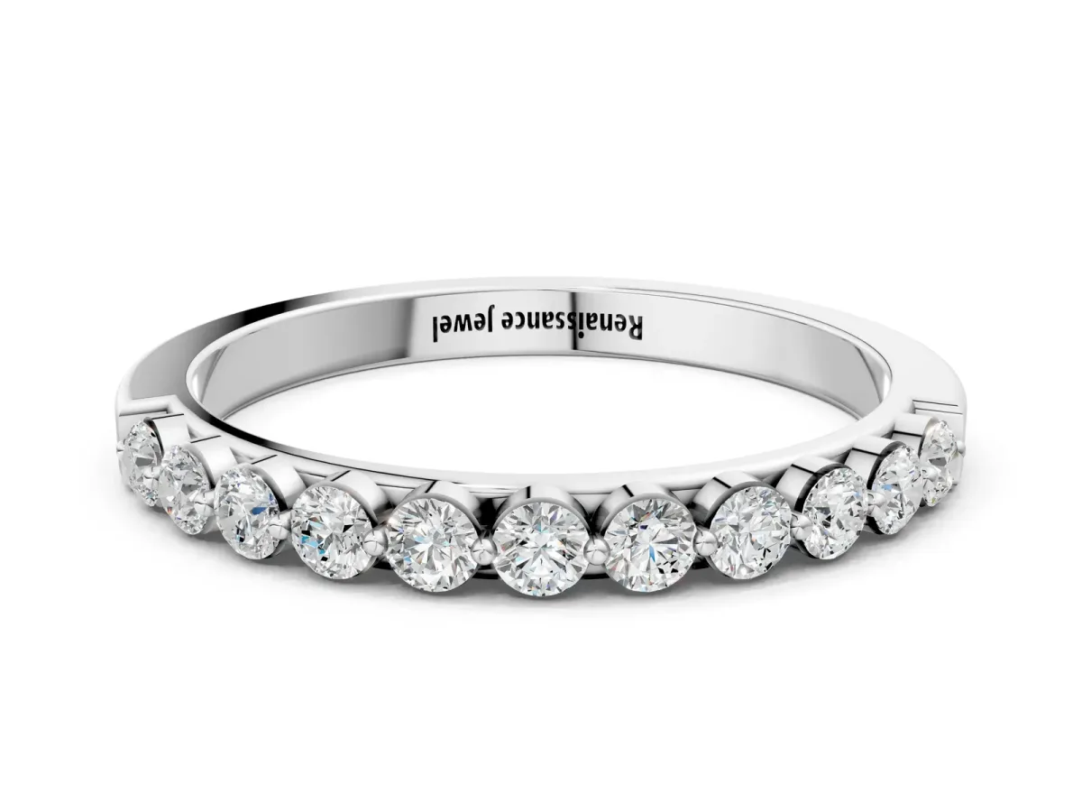 Round Diamond Channel Set Eternity Band White gold