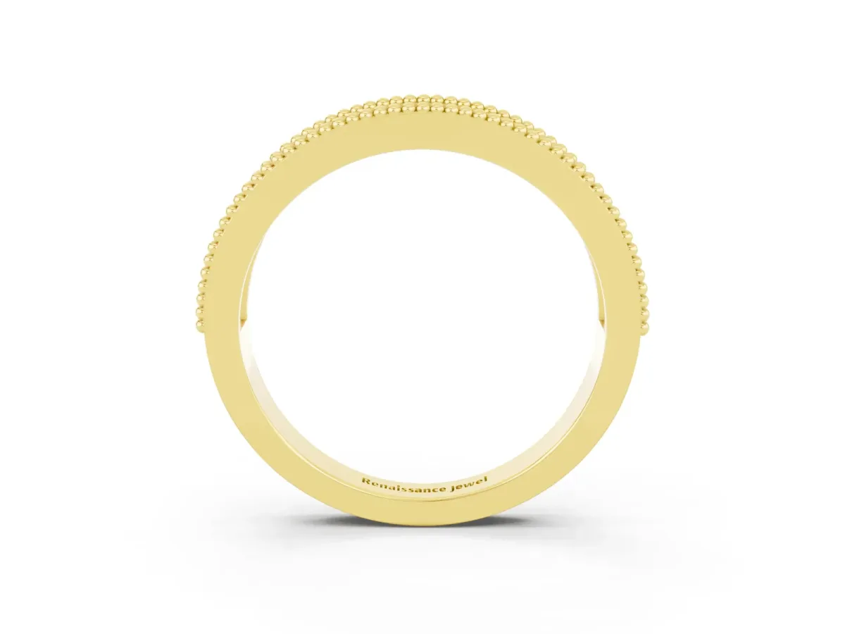 Round Pink Sapphire Twist Milgrain Band with Bezel Setting Yellow gold