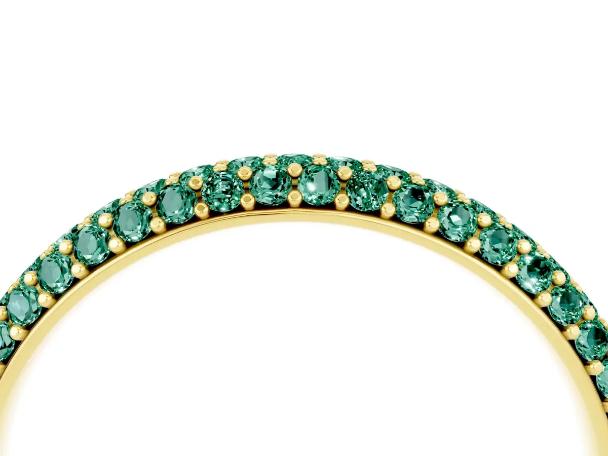 Round Green Sapphire Pavé Eternity Band with Shared Prong Setting Yellow gold
