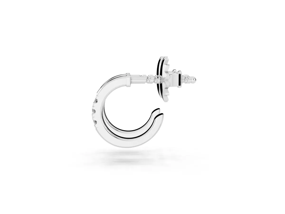 Round Diamond Petite Huggie Hoop Earrings Platinum