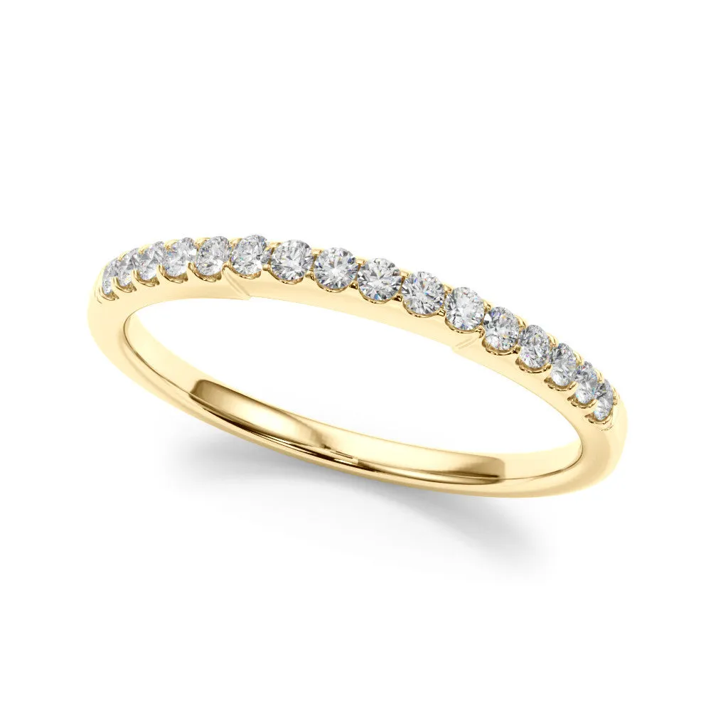 Round Diamond Pavé Half-Eternity Band with Shared Prong Setting Yellow gold