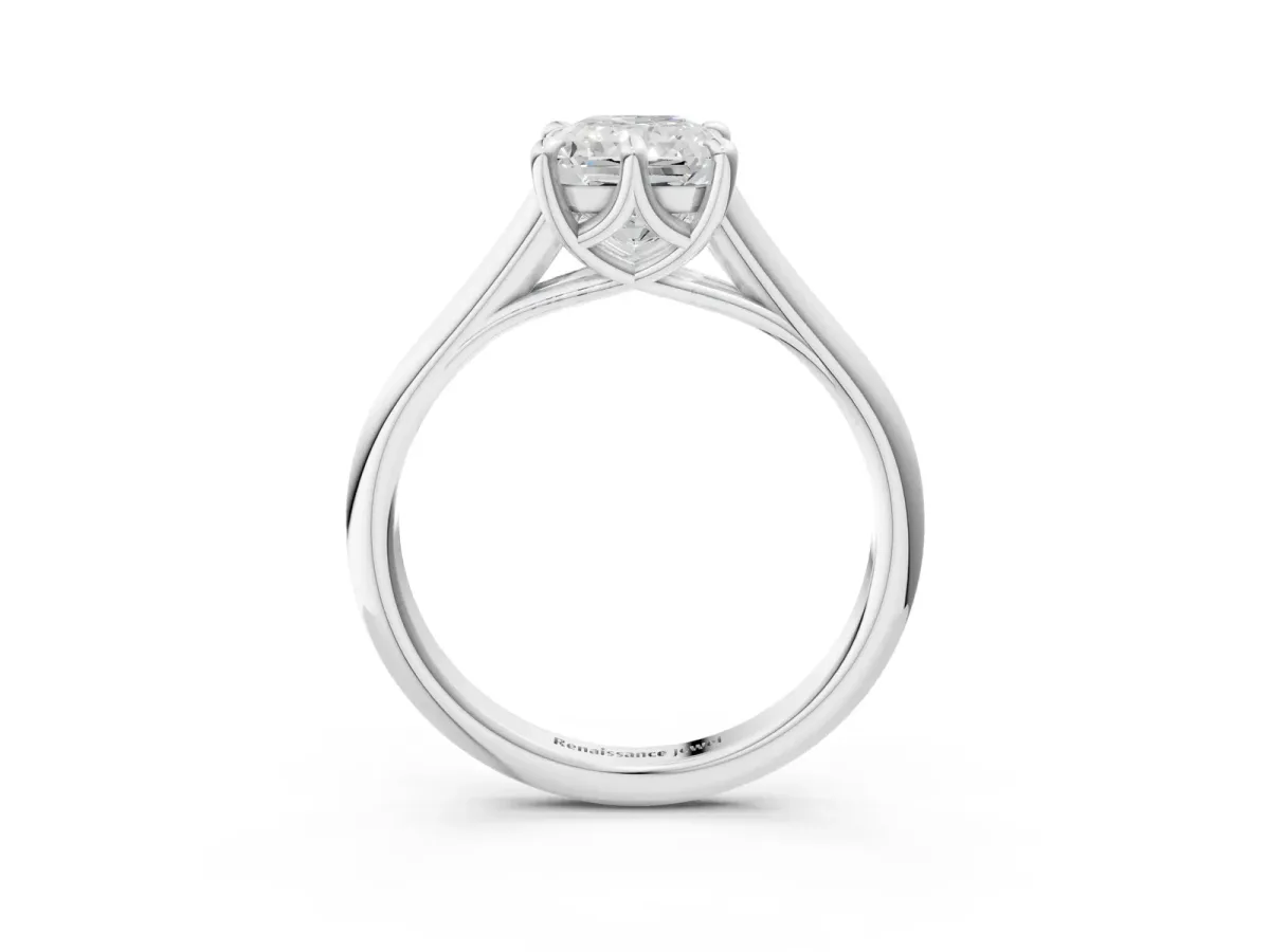 Radiant Cut Solitaire Engagement Ring with Six-Prong Setting and Classic Band Platinum