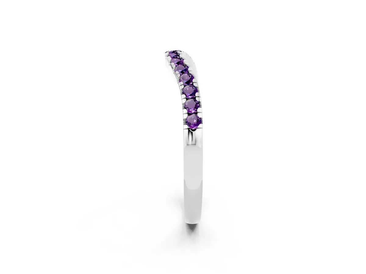 Amethyst Pavé Curved Wedding Band Platinum