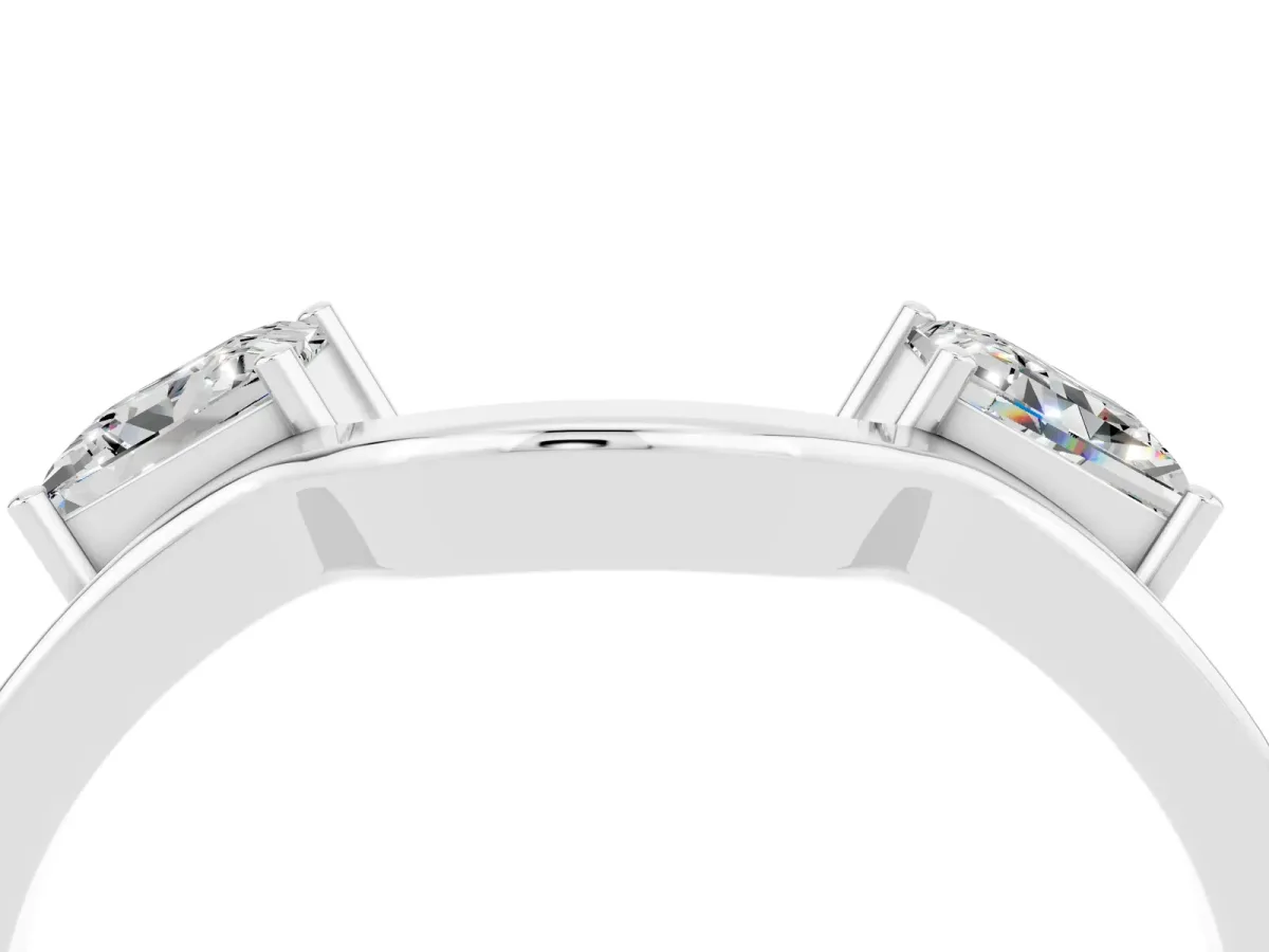 Princess Cut Moissanite Two-Stone Open Band Ring with Four-Prong Setting Platinum