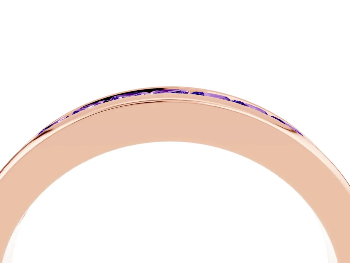 Channel Set Princess Cut Tanzanite Eternity Band Rose gold