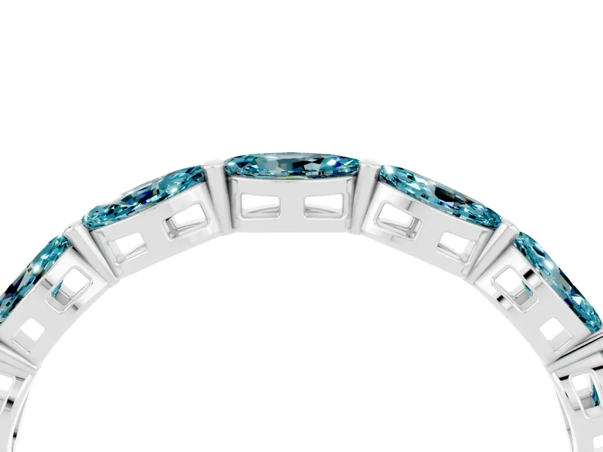 Marquise Blue Topaz Eternity Band with U-Prong Setting Silver