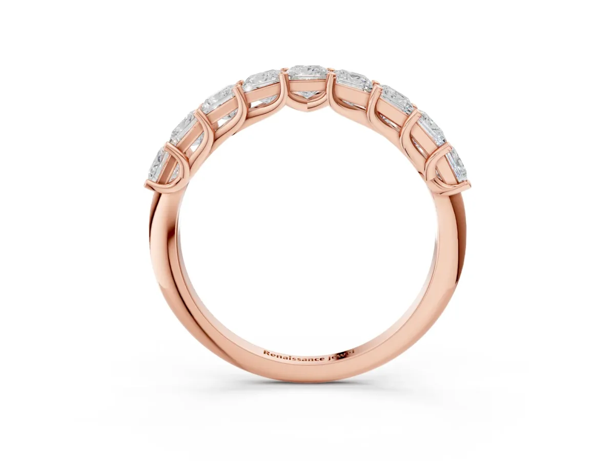 Princess Cut Diamond Channel-Set Eternity Band with Prong Setting Rose gold