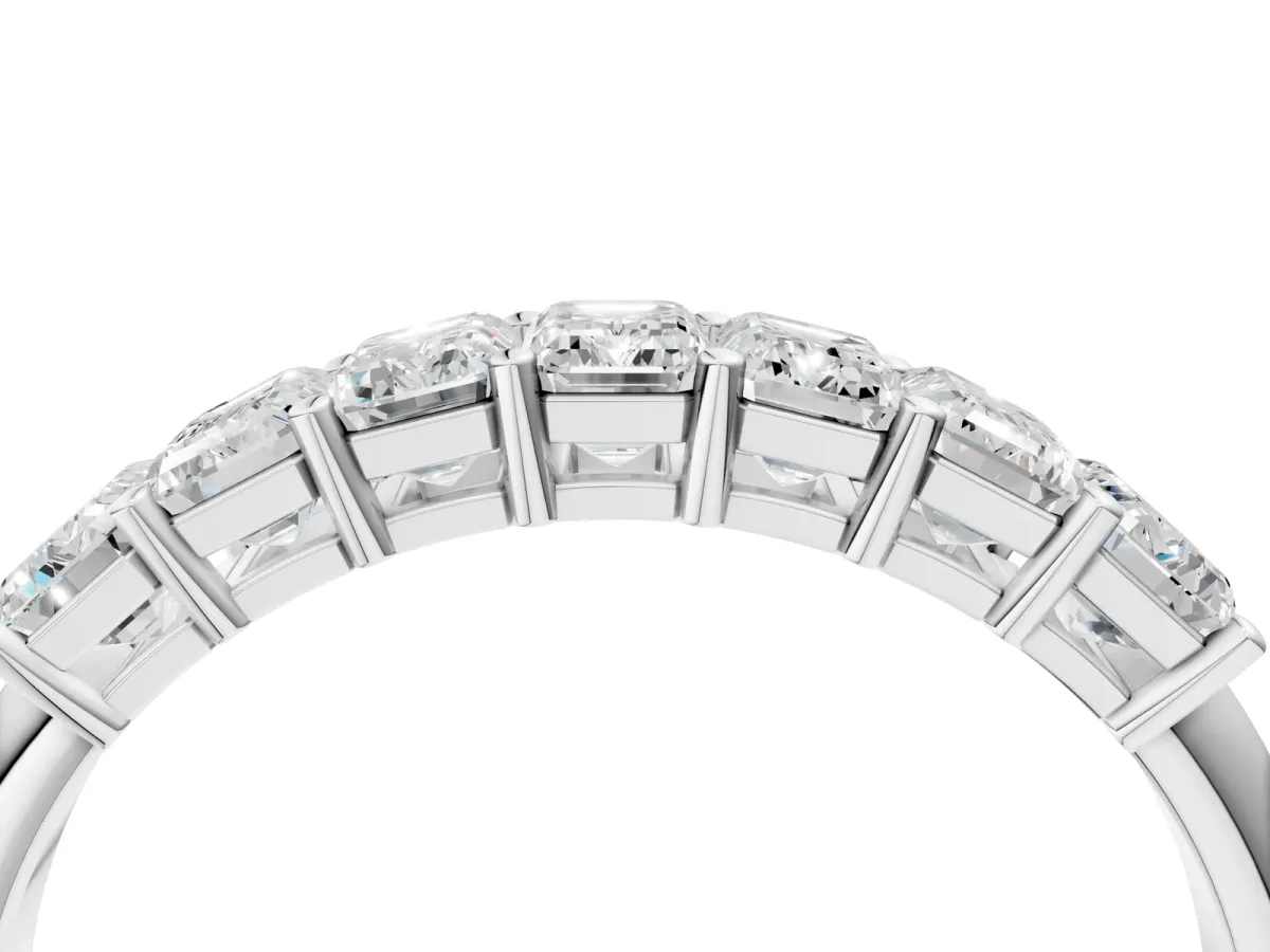 Emerald Cut Diamond Prong-Set Half Eternity Band White gold
