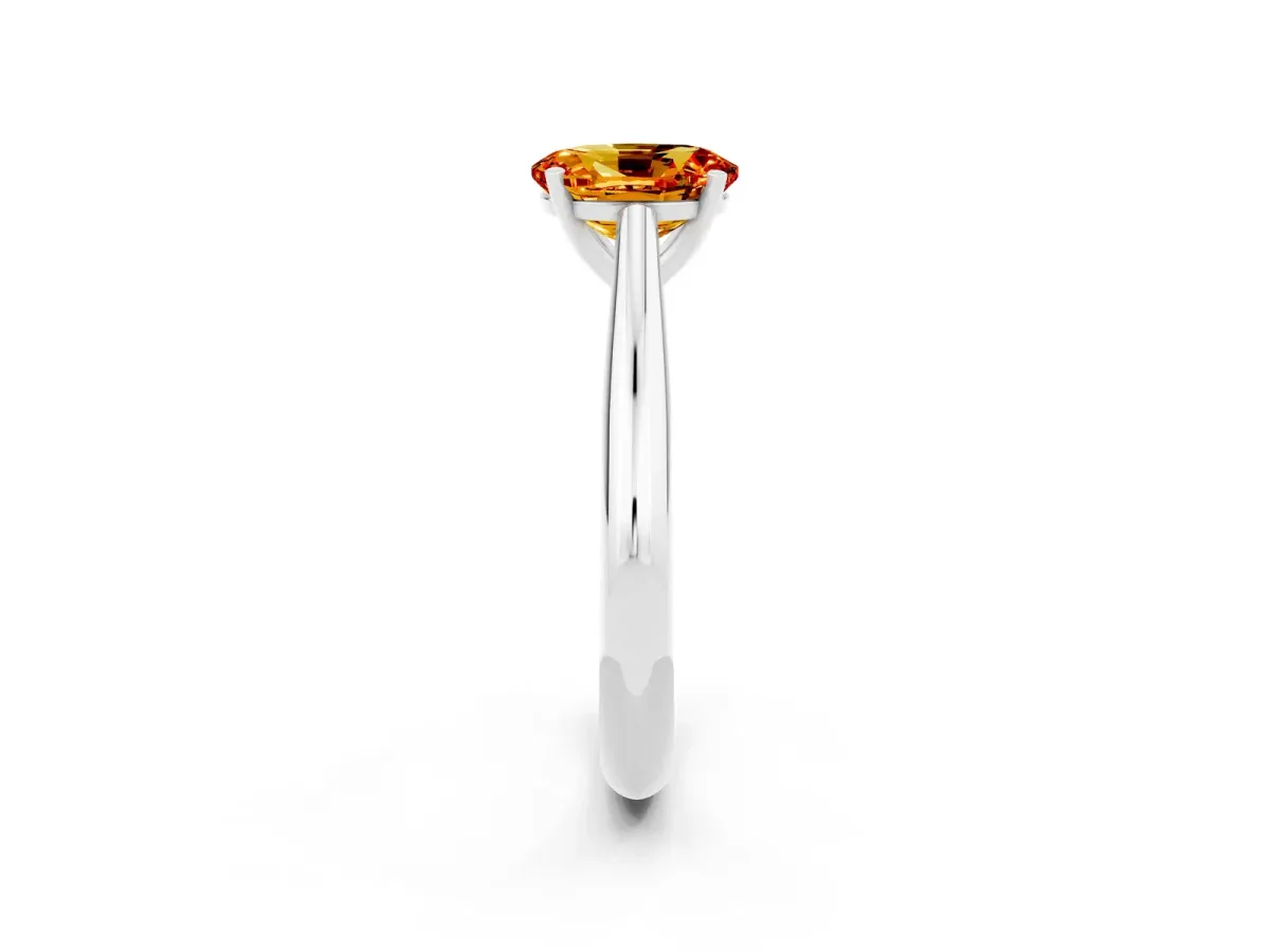 Oval Cut Citrine Solitaire Engagement Ring with Cathedral Setting and Four-Prong Mount White gold