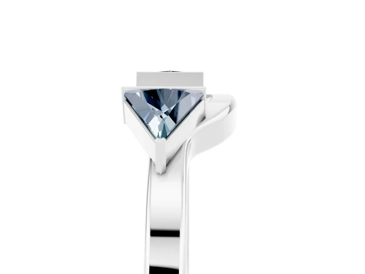 Trillion Aquamarine Open Band Ring with Bezel Setting Silver