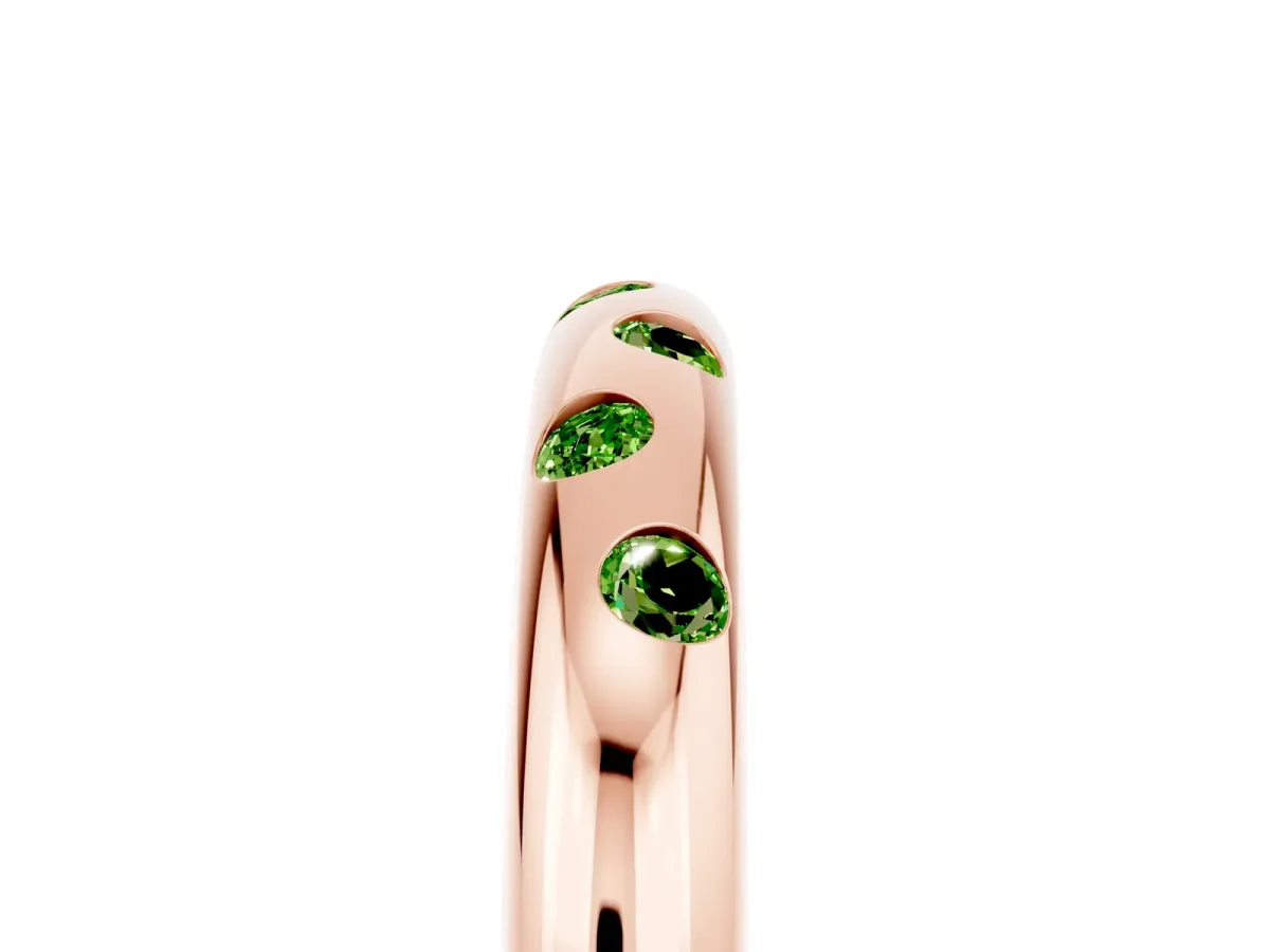 Round Peridot Flush-Set Comfort Fit Band Rose gold