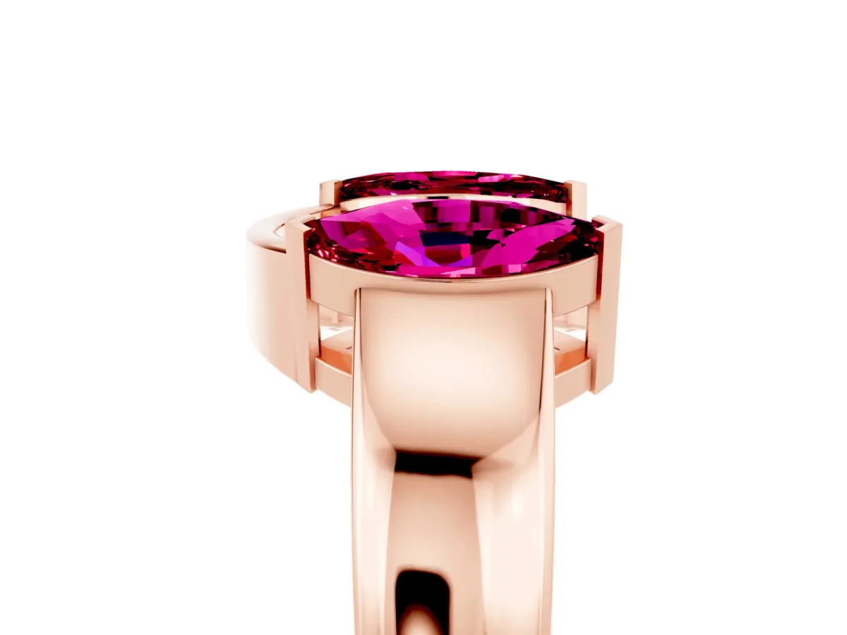 Marquise Garnet Open Band Ring with Tension Setting Rose gold