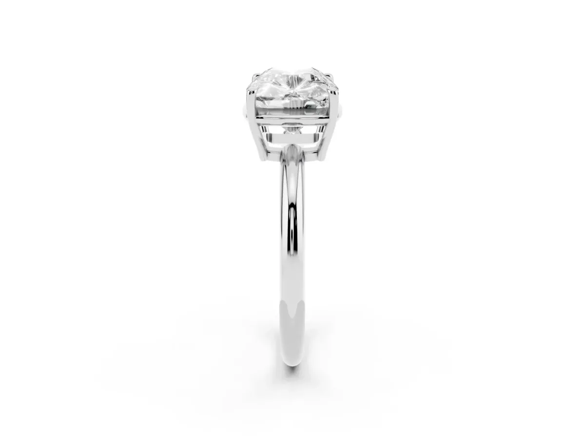 Old Mine Elongated Cushion Diamond East-West Bezel Set Four Claw Solitaire Ring Platinum