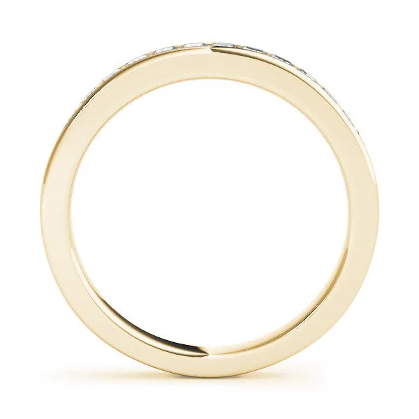 Princess Cut Channel Set Diamond Wedding Band Yellow gold