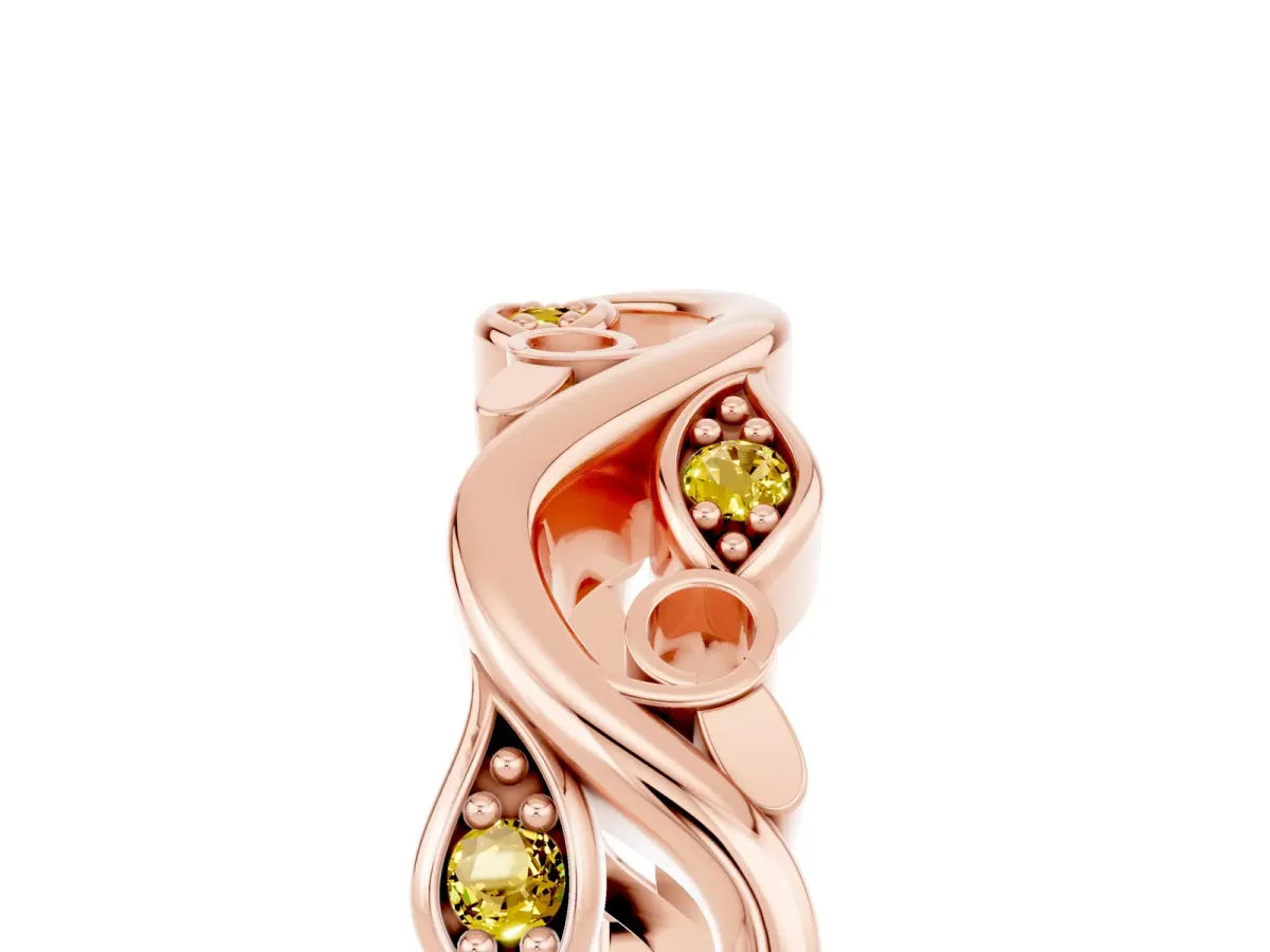 Marquise Yellow Sapphire Vine Eternity Band with Bezel Setting Rose gold
