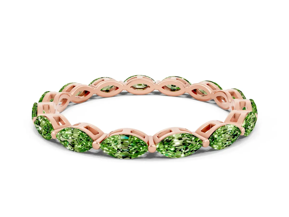 Marquise Peridot Eternity Band with U-Prong Setting Rose gold