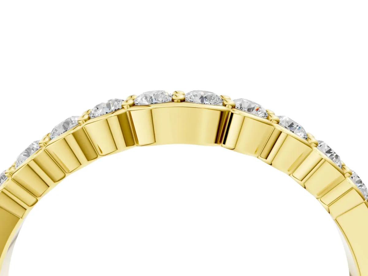 Round Diamond Half-Eternity Band with U-Prong Setting Yellow gold