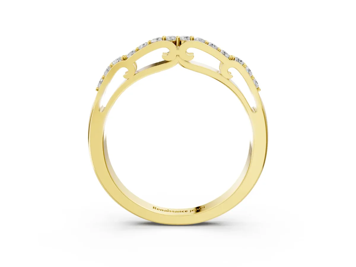 Round Cut Diamond Channel Set White Gold Band Yellow gold