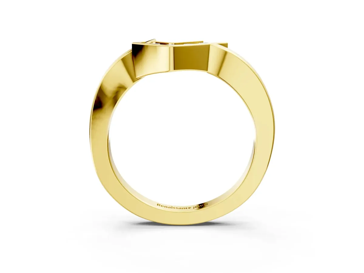 Channel-Set Round Diamond Twist Band Yellow gold
