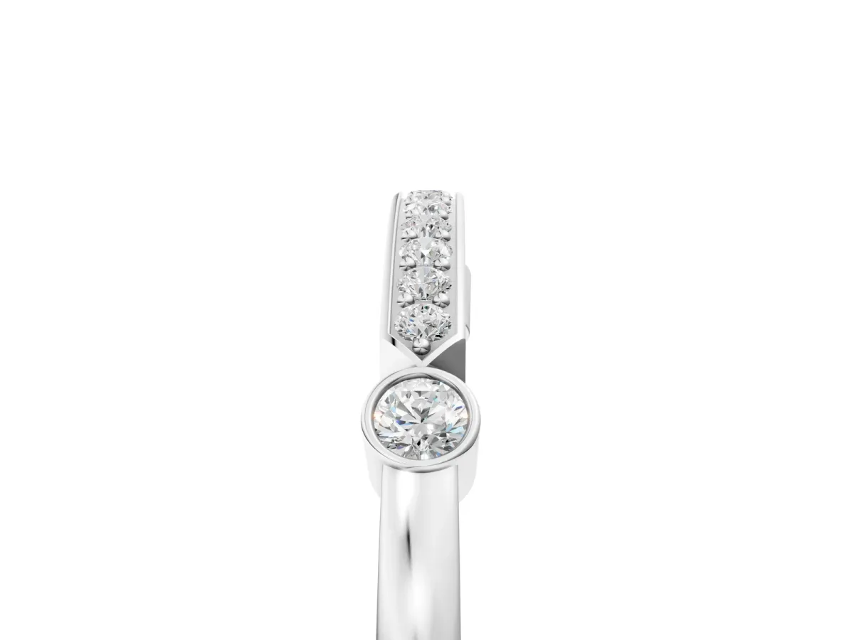 Pavé Round Diamond Bar Station Ring with Channel Setting White gold