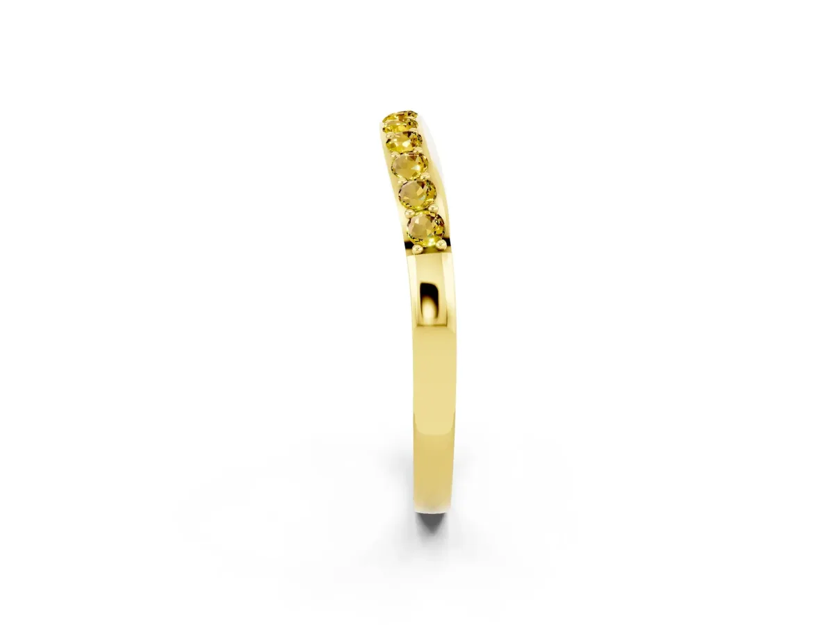 Round Yellow Sapphire Curved Wedding Band with Channel Setting Yellow gold