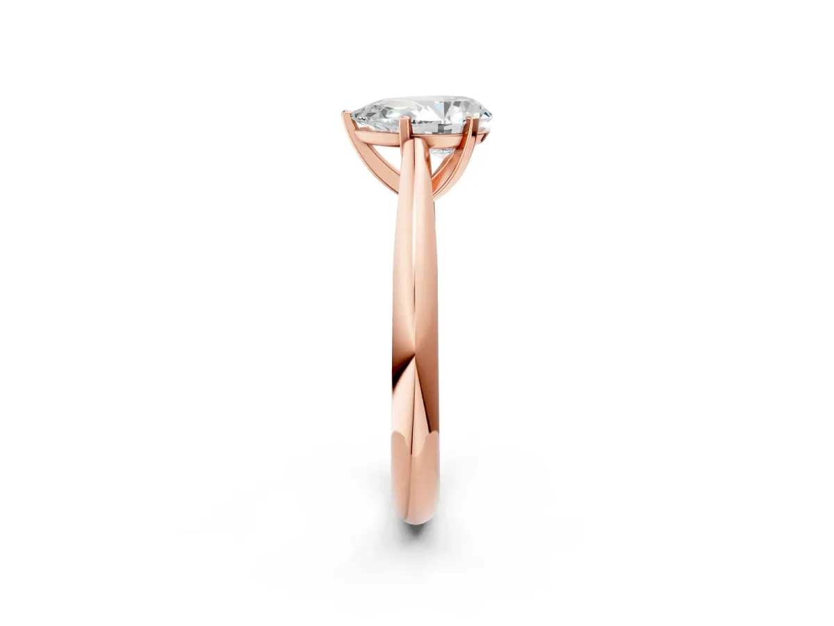 Pear Cut Diamond Solitaire Engagement Ring with Cathedral Setting and Four-Prong Mount Rose gold