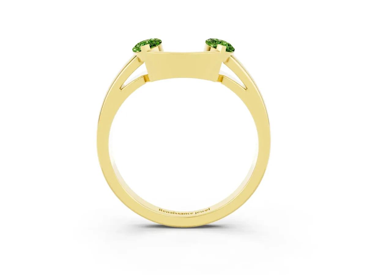 Marquise Peridot Open Band Ring with Tension Setting Yellow gold