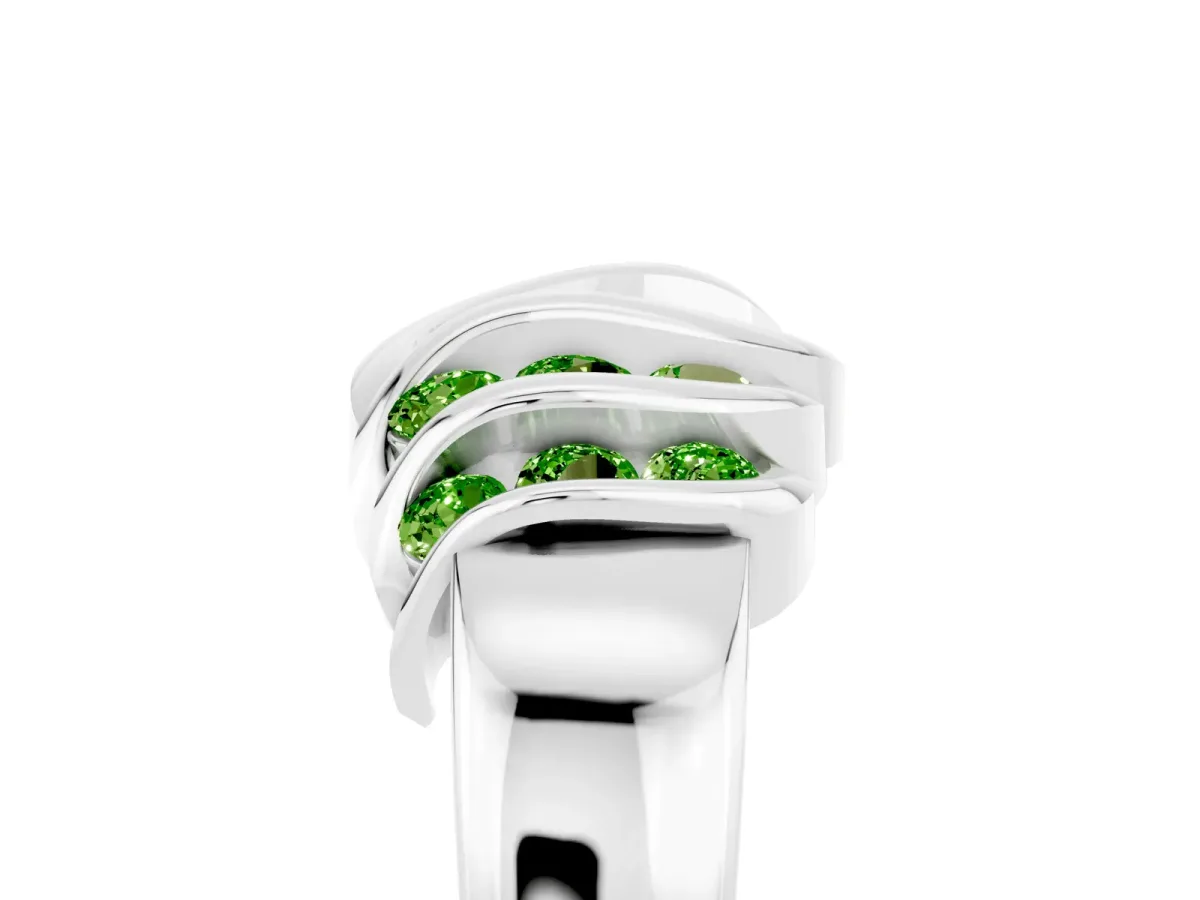 Round Peridot Multi-Row Crossover Band Platinum