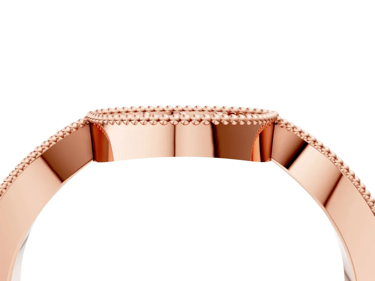 Pavé Round Diamond Contour Milgrain Band Rose gold