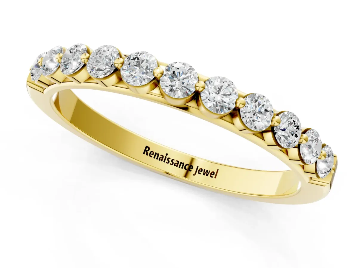Round Diamond Channel Set Eternity Band Yellow gold