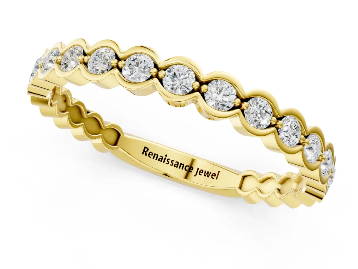 Round Diamond Bezel Set Eternity Band Yellow gold