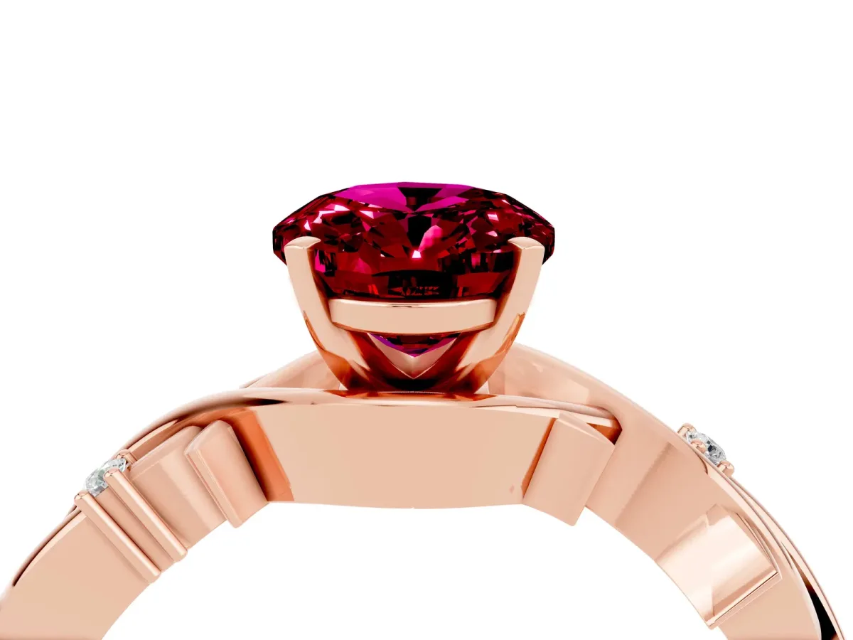 Oval Cut Garnet Solitaire Ring with Twisted Band and Prong Setting Rose gold