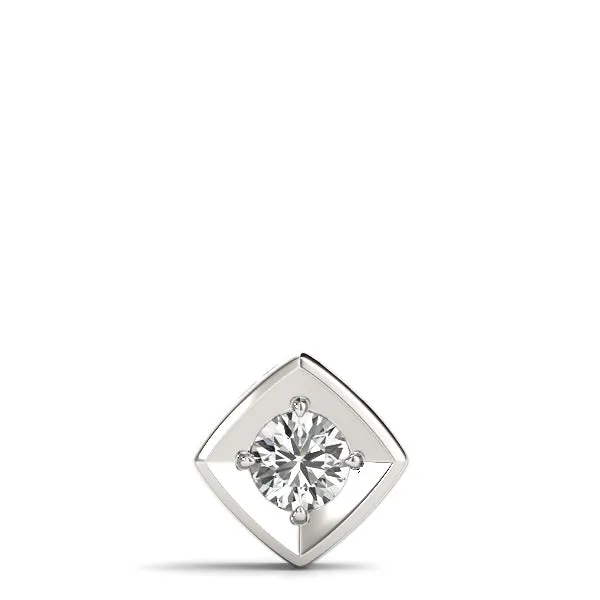 Round Diamond Square Bezel Pendant White gold