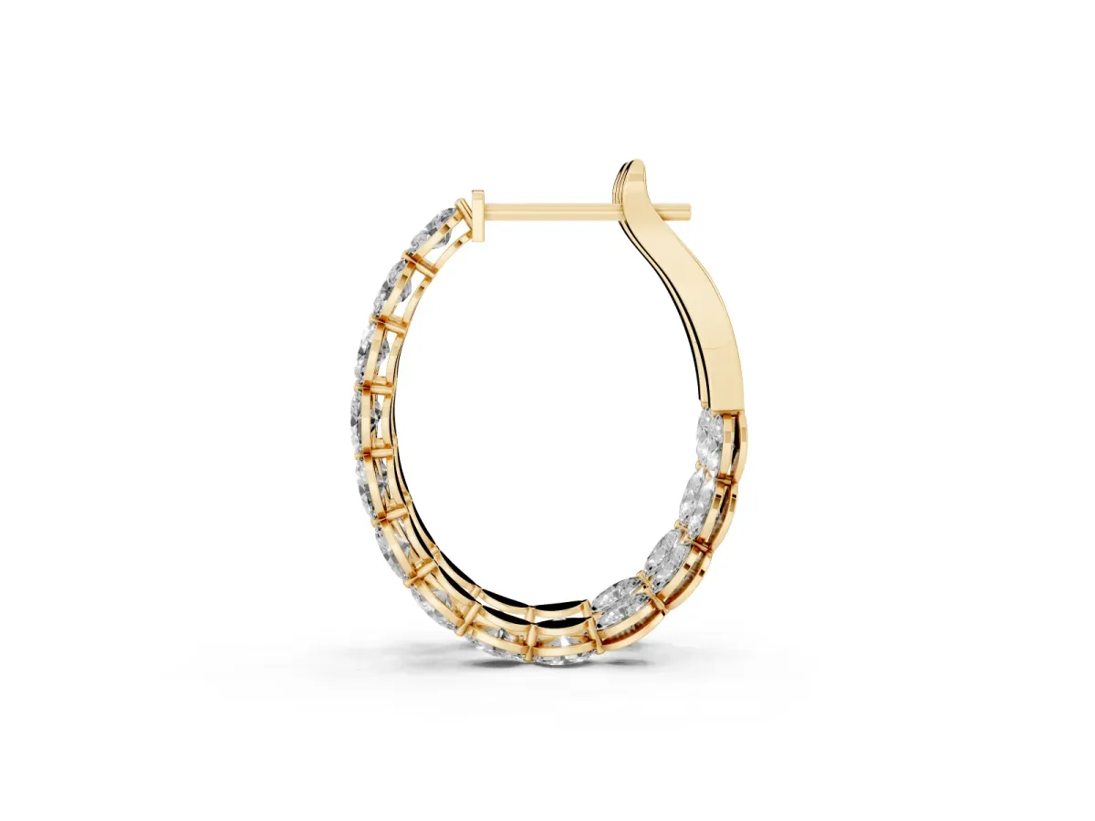 Oval Cut Diamond Inside-Out Hoop Earrings Yellow gold