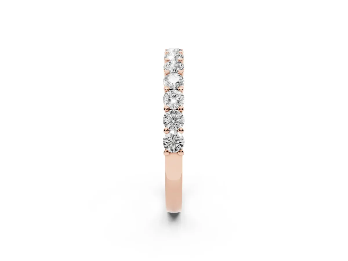 Alternating Round Diamond Promise Ring with Round Diamond Accents Rose gold