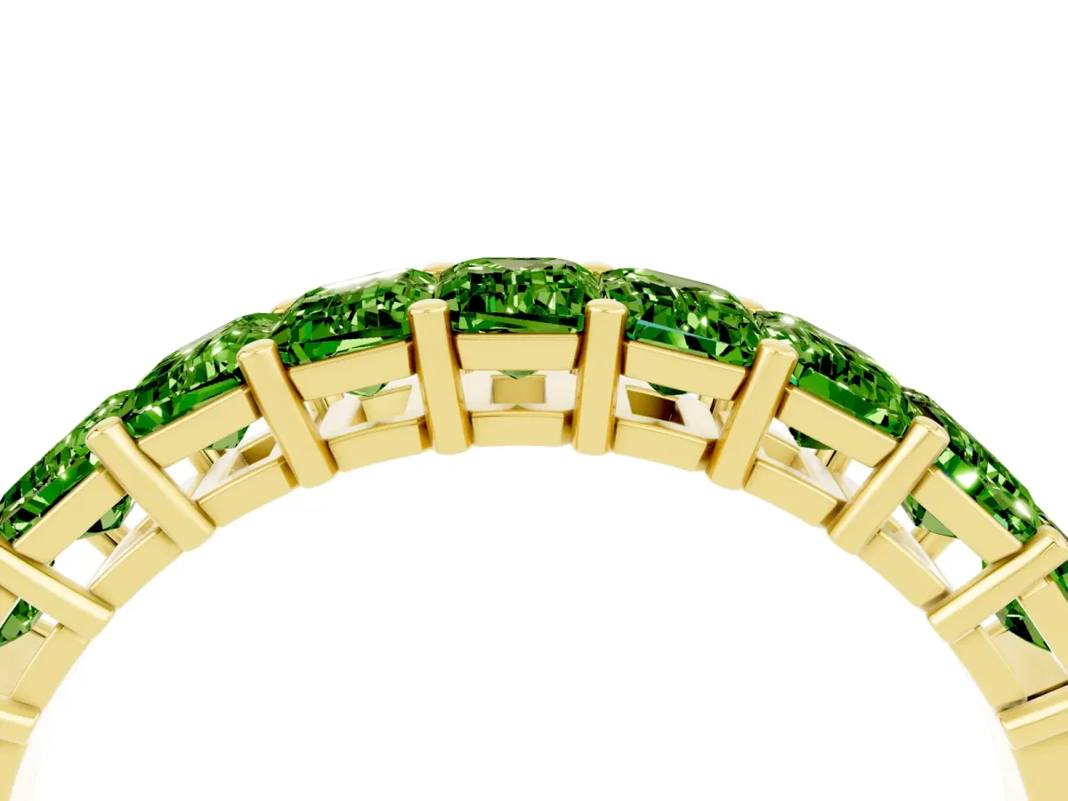 Emerald Cut Peridot Prong-Set Eternity Band Yellow gold