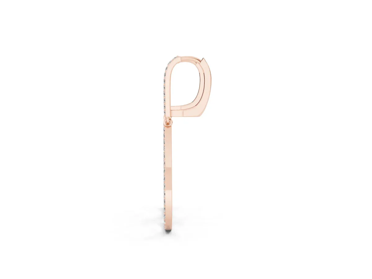 Round Diamond Teardrop Drop Earrings Rose gold