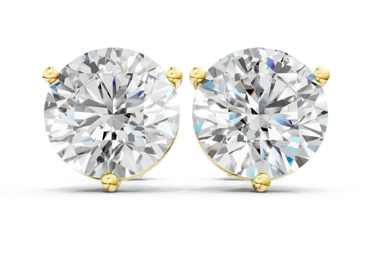 Round Brilliant Diamond Martini Stud Earrings Yellow gold