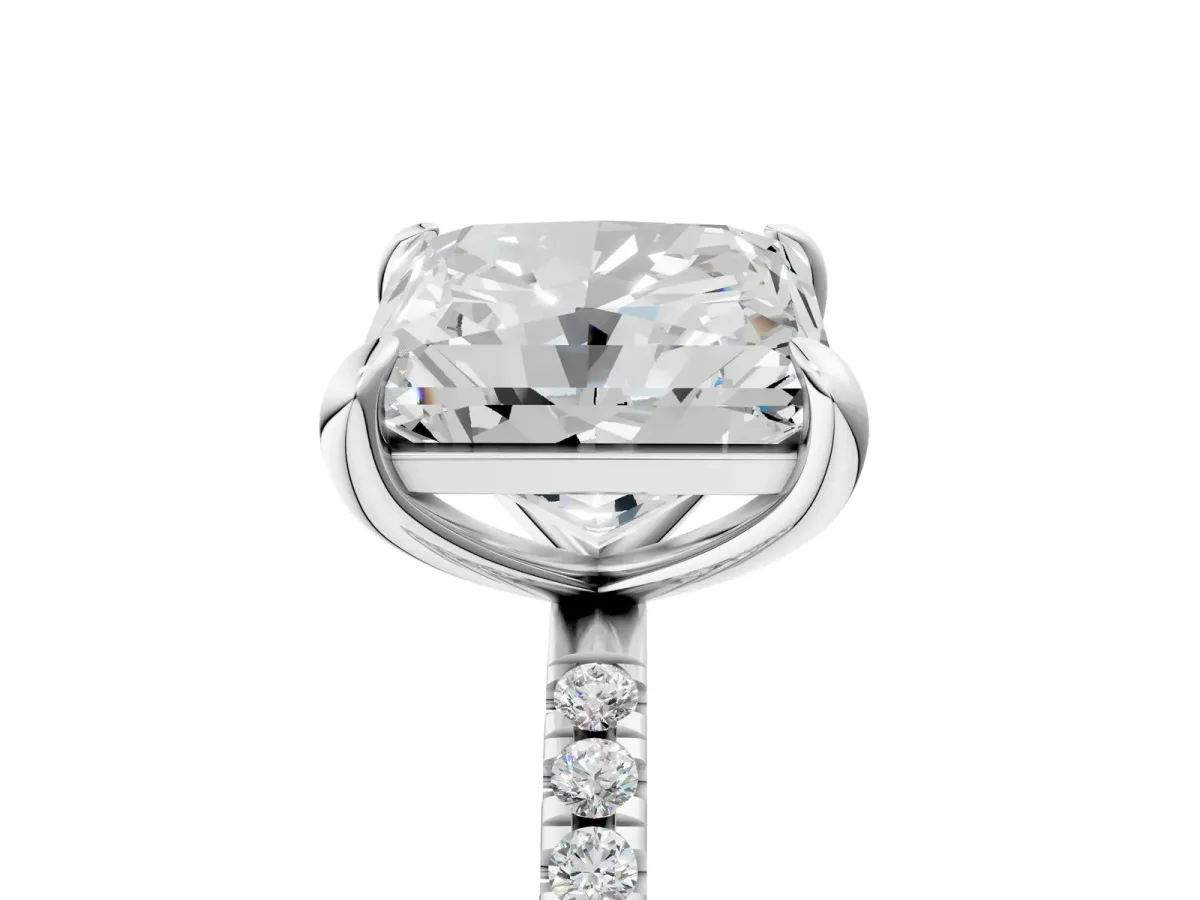 Round and Princess Toi Moi Ring with Prong Setting and Pave Band Silver