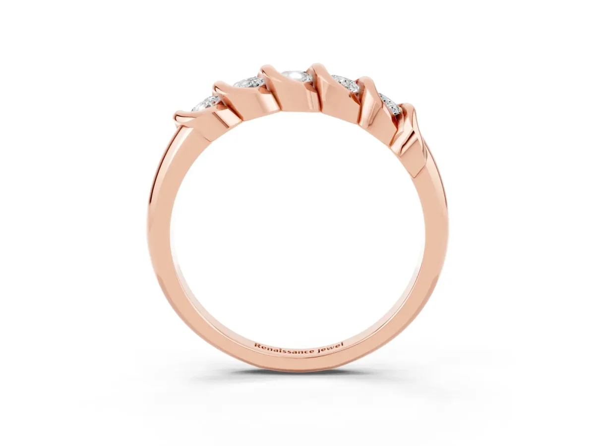 Round Moissanite Eternity Band with Twist Prong Setting Rose gold